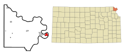 Doniphan County Kansas Incorporated and Unincorporated areas Elwood Highlighted
